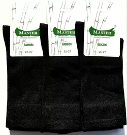Шкарпетки чоловічі Мастер 25-27 демісезонні ТМ "MASTER" БЕЗШОВНІ чорні високі бамбук