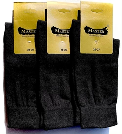 Шкарпетки чоловічі Мастер 25-27 демісезонні ТМ "MASTER"  БЕЗШОВНІ  чорні високі х/б